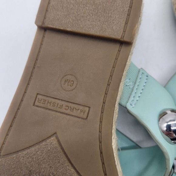 New MARC FISHER Prisca Ball-Studded Espadrille Sandals slides teal Green Size 6 - Picture 9 of 10
